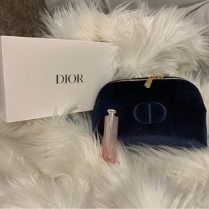 NIB Dior Velvet Pouch + New Pink Lip Glow Color Reviver Balm